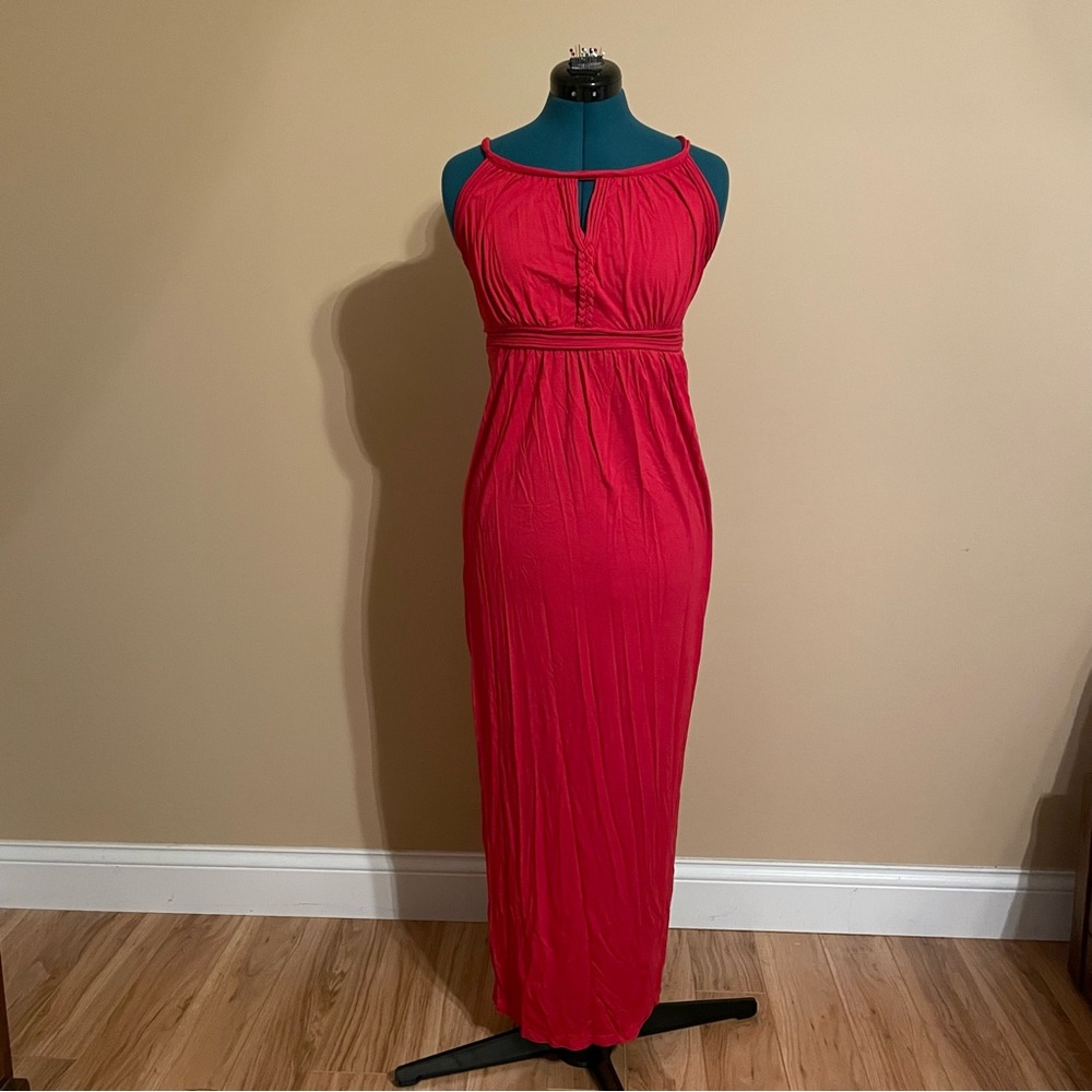 Max Studio | Red Sleeveless Maxi Dress  | Women's M | Straps and Braided Design